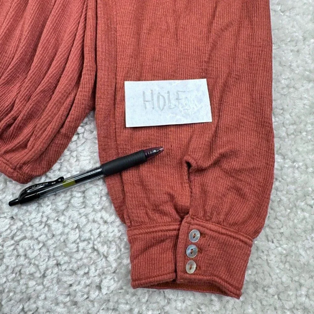 Free People Faux Wrap blouse Burnt Orange FLAW